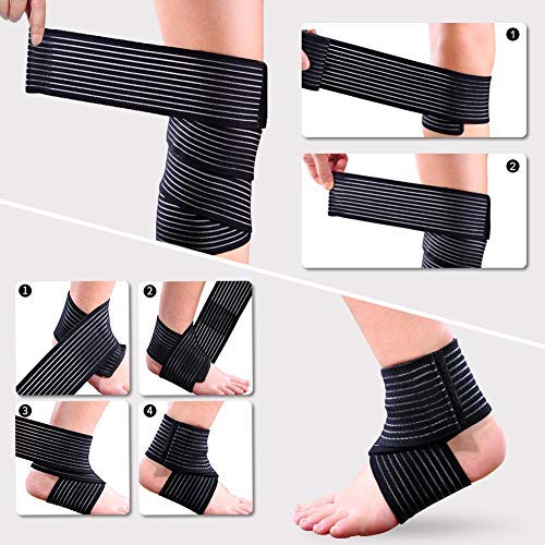 TIMA Elastic Knee Compression Bandage Wraps | Support for Ankle, Knee, Elbow Pain Relief, Sports & Workout | Can Be Used For Squats and Powerlifting | Pack of 2,(Black) - Image 3