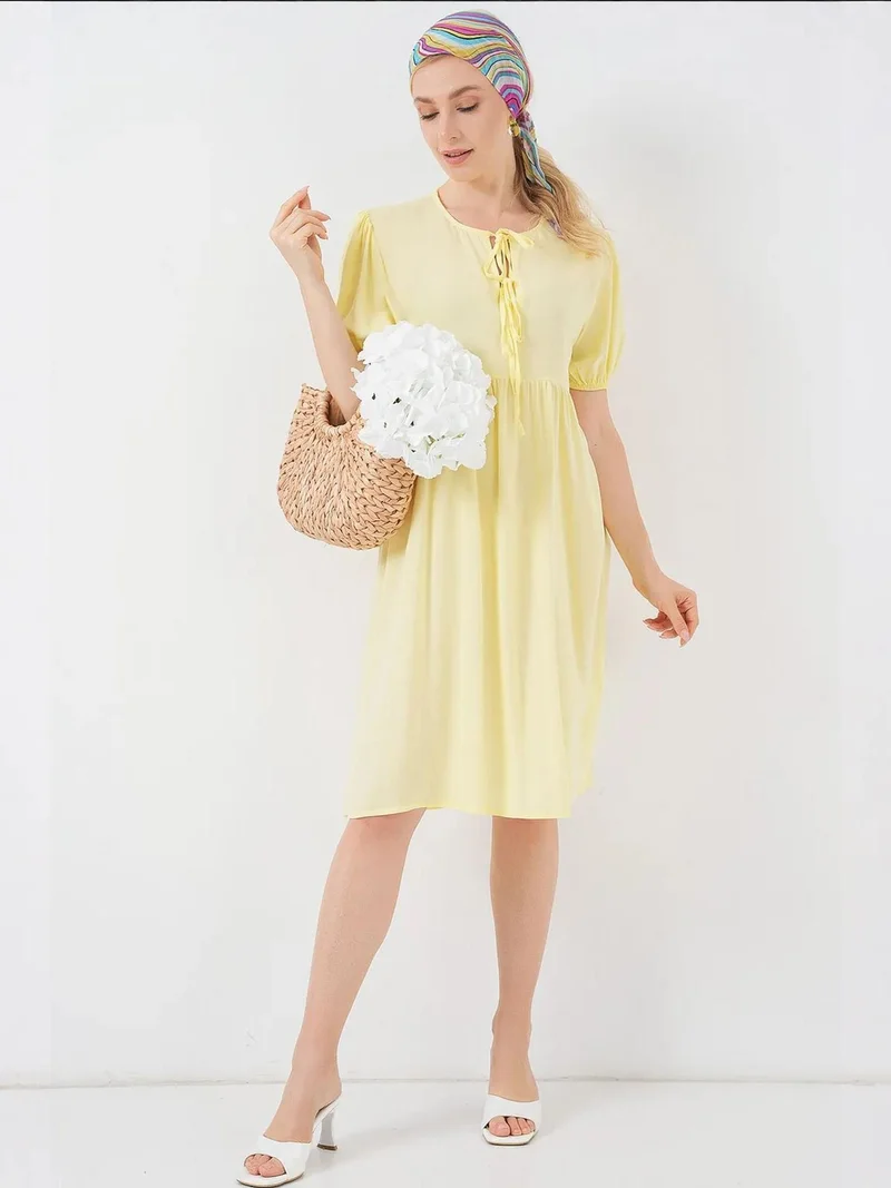 بيغ دارت فستان ميدي  بياقة بفيونكة