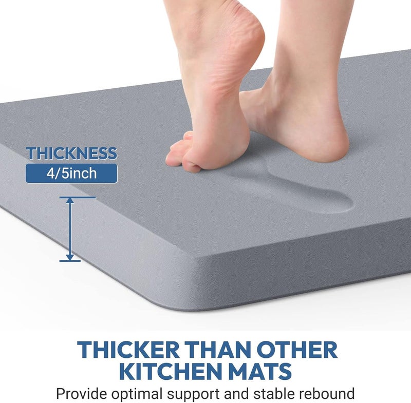 StepLively 4/5 Inch Thick Kitchen Mat - Cushioned Anti Fatigue Mats for Kitchen Floor - Easy to Clean, Waterproof, Non-Slip Kitchen Rug for Sink, Office, Kitchen (17''x60'' Grey) - Image 2