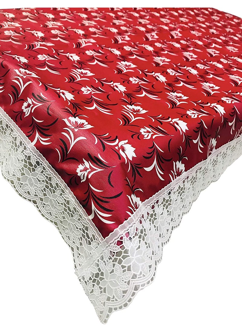 craft city CRAFT CITY Pink Color Flower Printed Center/Dining Table Cover for 2/4/6 Seater Table Cloth/Water and dust with Oil-Proof PVC Rectangular Shape (54x78 inch)  - Image 2