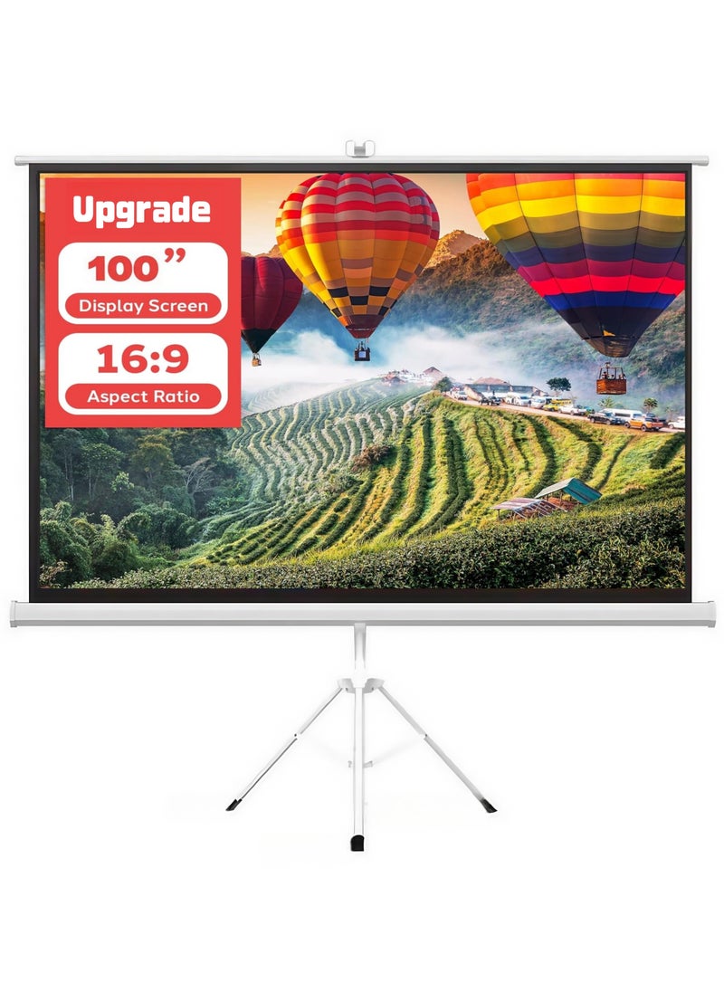ET-LIFE 100 Inch 16:9 Portable 4K Projector Screen with Tripod Stand - White Fiberglass Projector Screen for Outdoor and Indoor Use  - Image 1