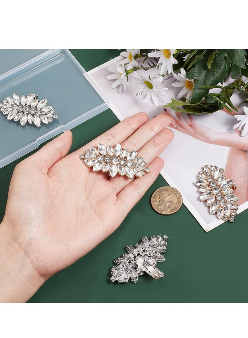SYOSI 2 Pairs Shoe Clips, 2 Colors Crystal Rhinestones Wedding Party Prom Shoe Clips Buckles Decorations for Women (Golden/Platinum) - Image 3