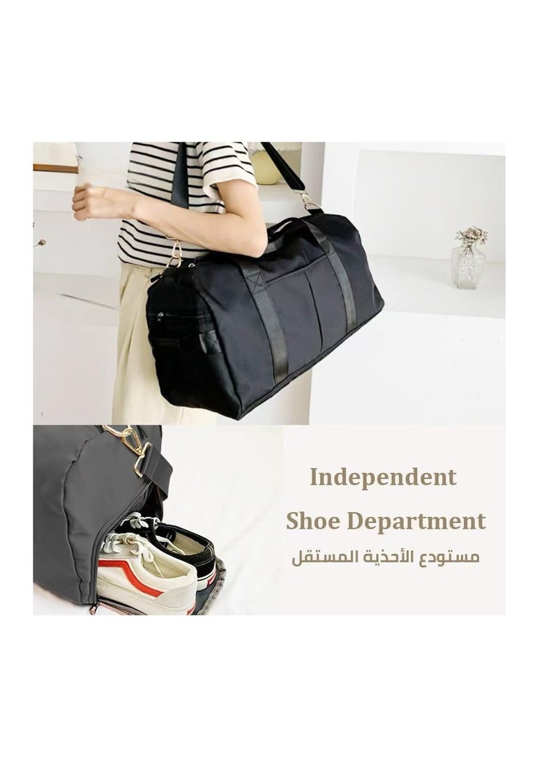  CityRiya-Long اللياقة البدنية حقيبة الرطب والجاف منفصلة ، للماء حقيبة رياضية ، أحذية مع طبقات ، مناسبة للرياضة ، واليوغا ، والسفر ، واللياقة البدنية ، في عطلة نهاية الأسبوع بين عشية وضحاها ، حزام الكتف ( أسود ) - Image 4