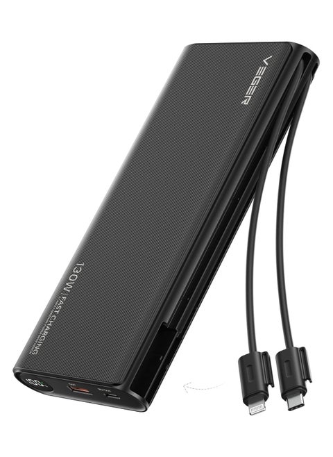 VEGER 25000mAh Portable Laptop Power Bank Charger with Built-in Cables, Fast Charging Battery Pack (Total 130W) For MacBook / Dell / XPS / iPad / iPhone / Samsung & More