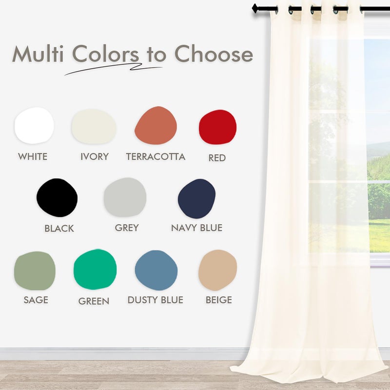 Koufall Ivory Grommet Faux Linen Stretains 52x90 Inch - Image 2