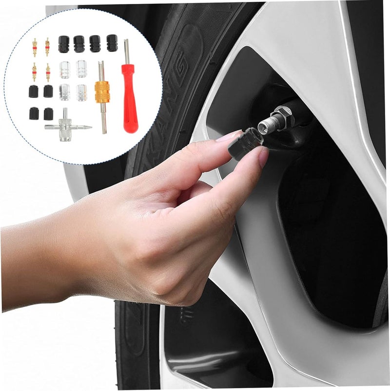 Luxshiny Tire Valve Core Tool Kit with Mounting Wrench 16pcs Set for Car Motorcycle and Bicycle Tire Repair - Image 4