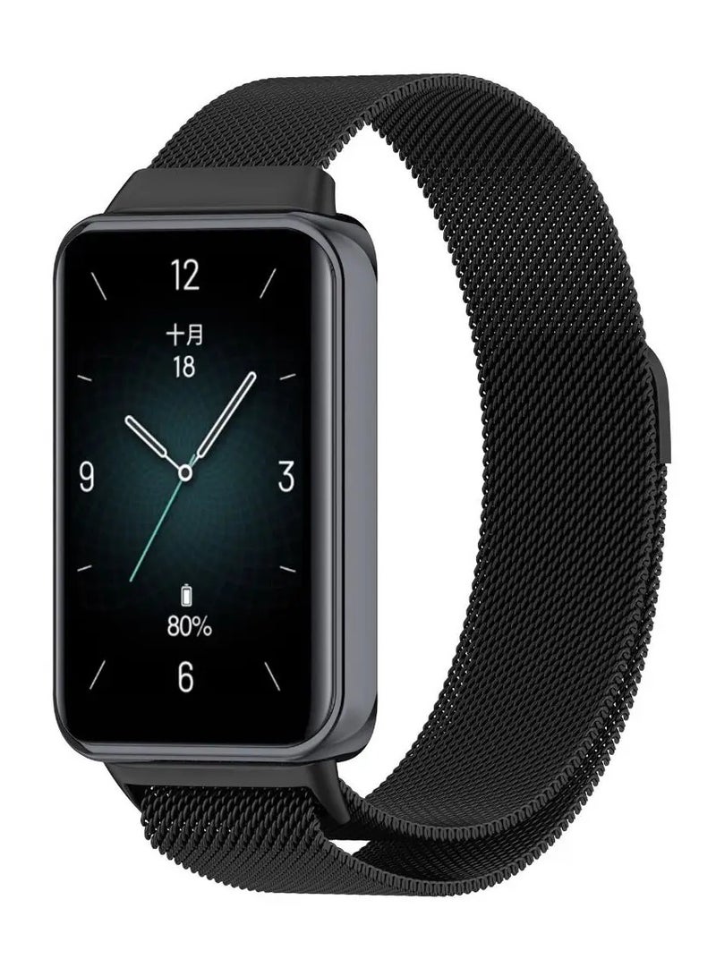 يوك سوار معصم مغناطيسي معدني من الفولاذ المقاوم للصدأ لساعة هواوي باند 8/9/10 الذكية، لون أسود - Image 1