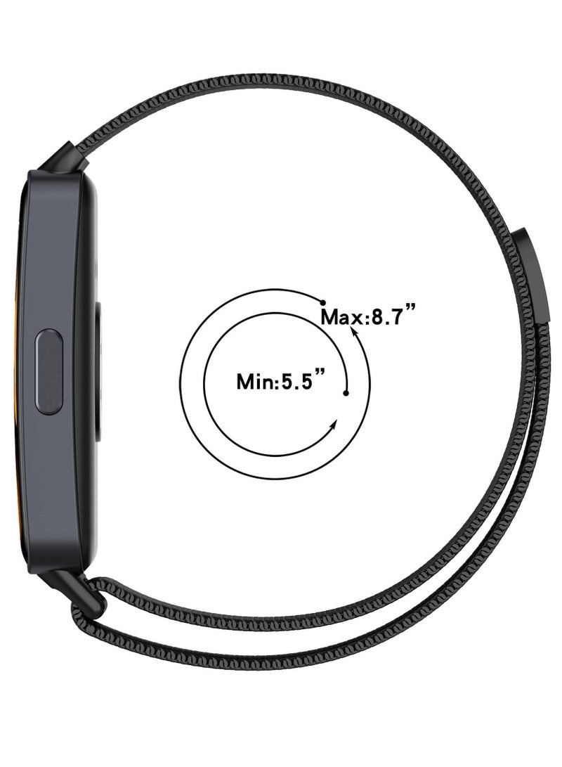 يوك سوار معصم مغناطيسي معدني من الفولاذ المقاوم للصدأ لساعة هواوي باند 8/9/10 الذكية، لون أسود - Image 4