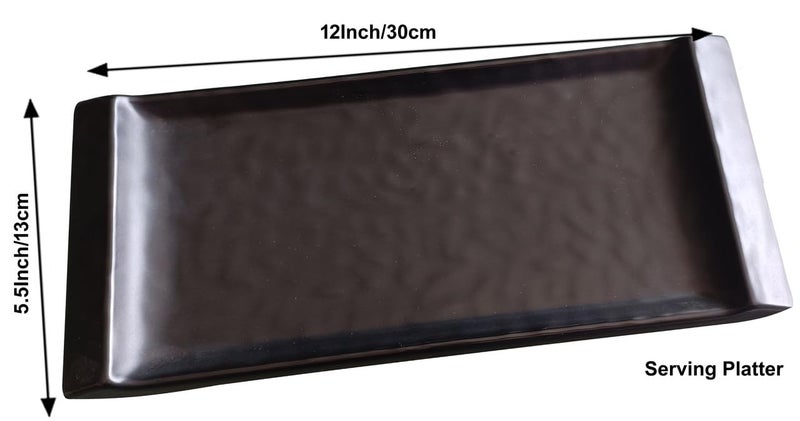 PAUL SONS Hospitality Serving Dinnerware Melamine Rectangle Shape Serving Dish/Snack Platter Black 12"x 5.5" (Pack of 2Pc) - Image 3