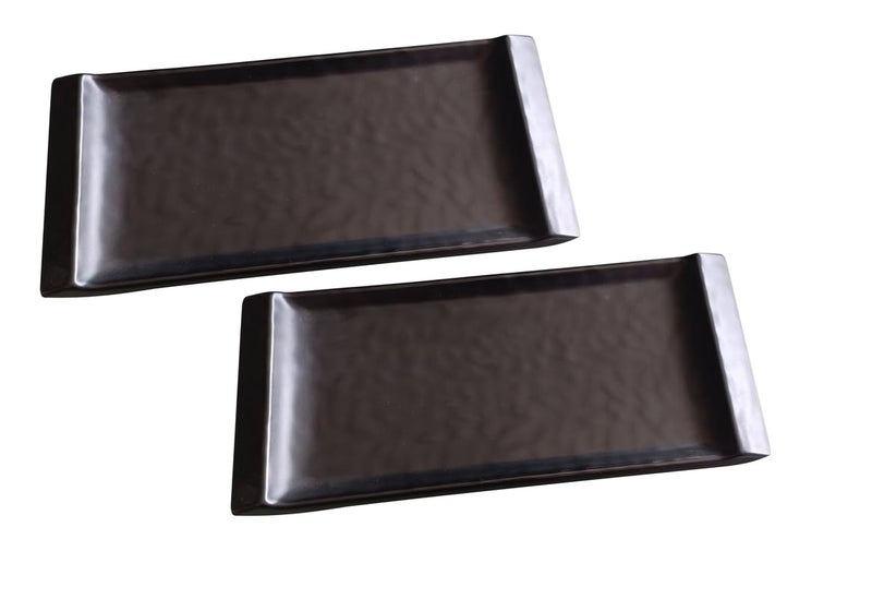 PAUL SONS Hospitality Serving Dinnerware Melamine Rectangle Shape Serving Dish/Snack Platter Black 12"x 5.5" (Pack of 2Pc) - Image 2