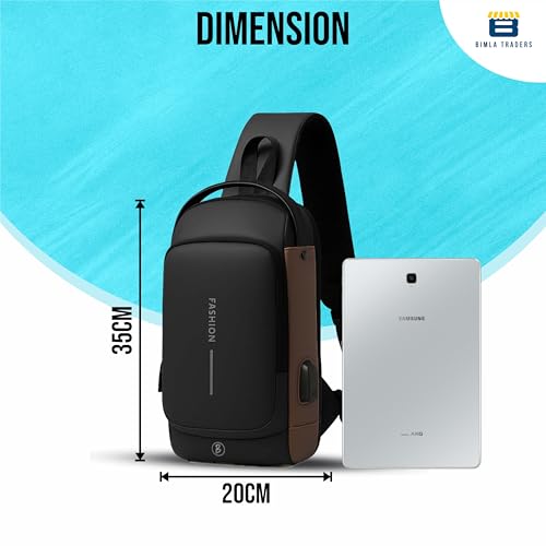 Btag Anti-Theft Sling Bag for Men & Women |Waterproof Crossbody Chest Bag with Lock| Lightweight Shoulder Daypack |for Travel, Work, and Daily Use (Brown_Black) - Image 3