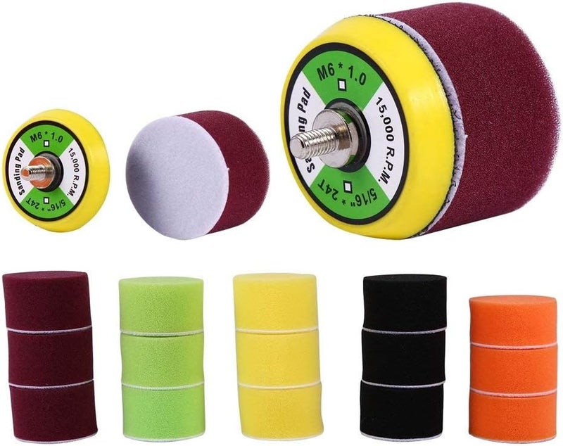 comfrt 16 Pcs 2" Waxing Buffing Polishing Pads Car Clearing Tools+ M6 Drill Adapter for Car Beauty Remove Dirty 2 Inch Buffing Pad - Image 1