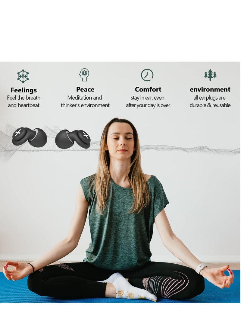 Y&D - Noise Reduction Ear Plugs-40 dB Cancelling Reusable Hearing Protection in Flexible Silicone for Sleeping, Traveling, Concerts, Work & Swimming,3 Wearing Styles, Black - Image 1