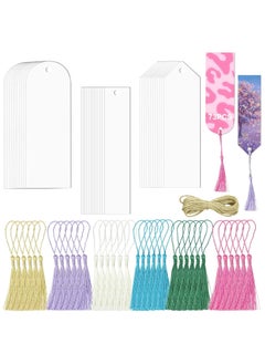 Chabeia 25Pcs Acrylic Bookmarks Blanks – Sublimation Ready, 3 Shapes with Colorful Tassels, DIY Craft Projects for Women, Teachers, Kids, and Book Lovers (73 Pcs Total)  - Image 1