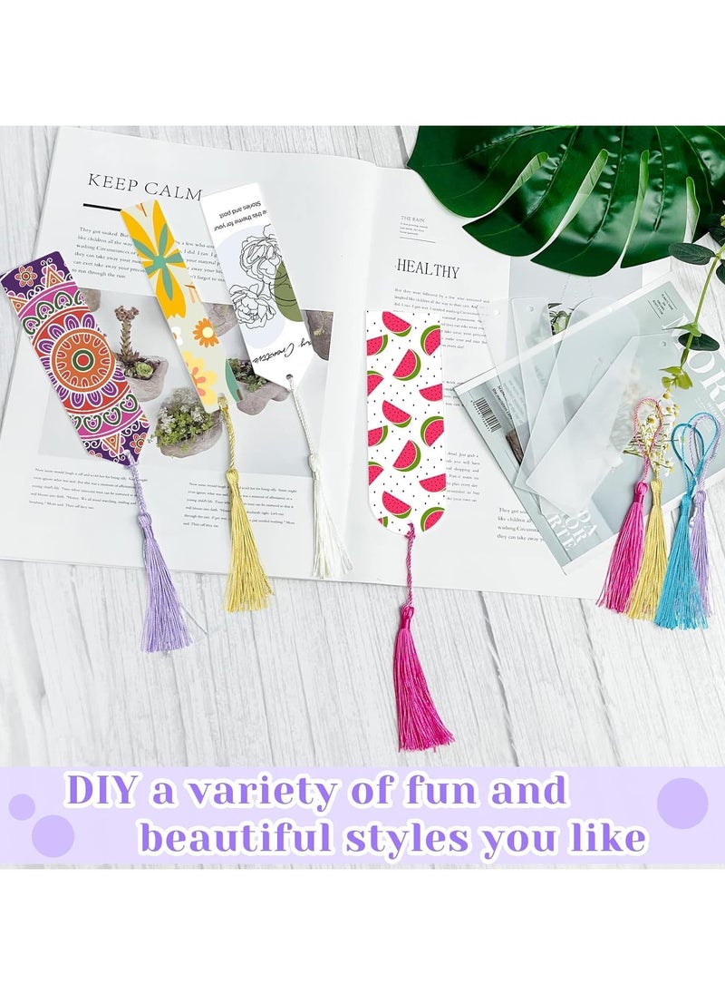 Chabeia 25Pcs Acrylic Bookmarks Blanks – Sublimation Ready, 3 Shapes with Colorful Tassels, DIY Craft Projects for Women, Teachers, Kids, and Book Lovers (73 Pcs Total)  - Image 3