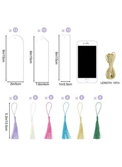 Chabeia 25Pcs Acrylic Bookmarks Blanks – Sublimation Ready, 3 Shapes with Colorful Tassels, DIY Craft Projects for Women, Teachers, Kids, and Book Lovers (73 Pcs Total)  - Image 4