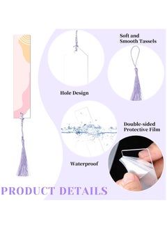 Chabeia 25Pcs Acrylic Bookmarks Blanks – Sublimation Ready, 3 Shapes with Colorful Tassels, DIY Craft Projects for Women, Teachers, Kids, and Book Lovers (73 Pcs Total)  - Image 5