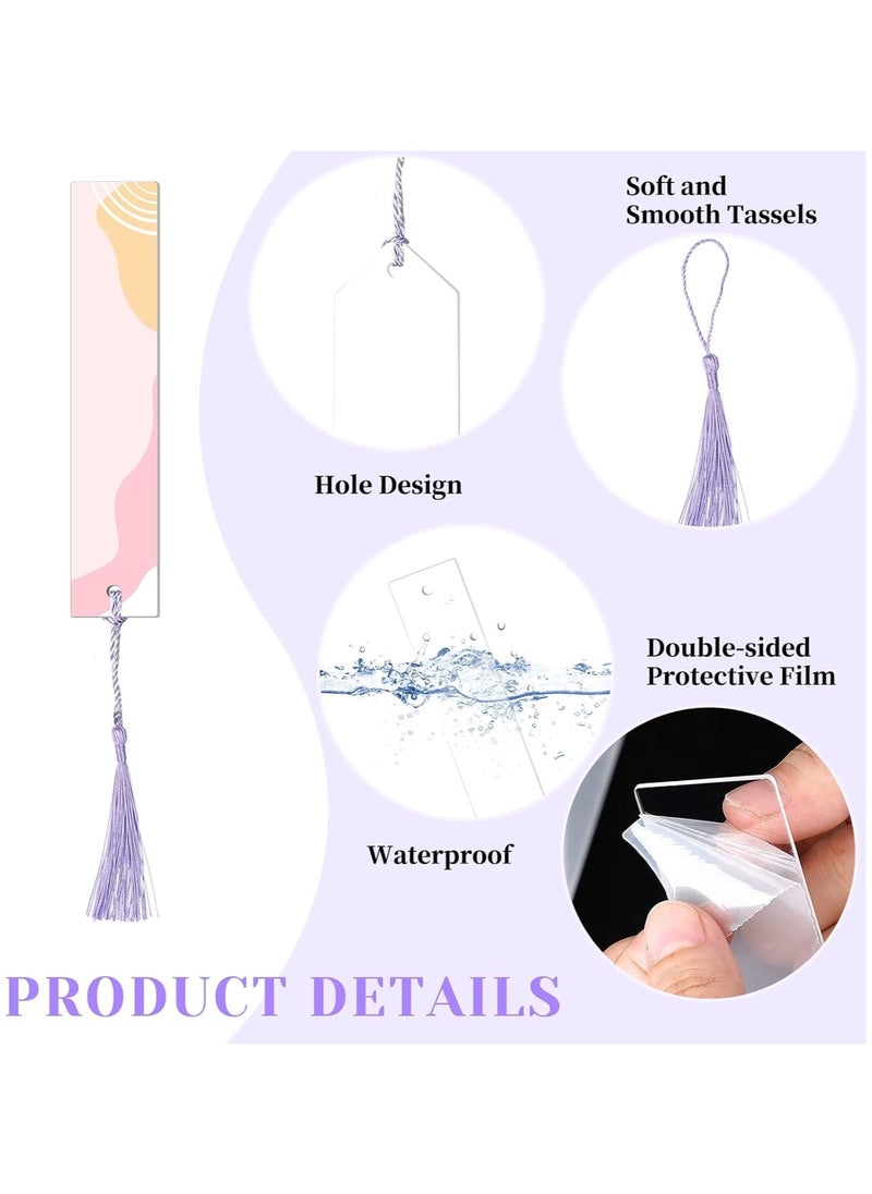 Chabeia 25Pcs Acrylic Bookmarks Blanks – Sublimation Ready, 3 Shapes with Colorful Tassels, DIY Craft Projects for Women, Teachers, Kids, and Book Lovers (73 Pcs Total)  - Image 5