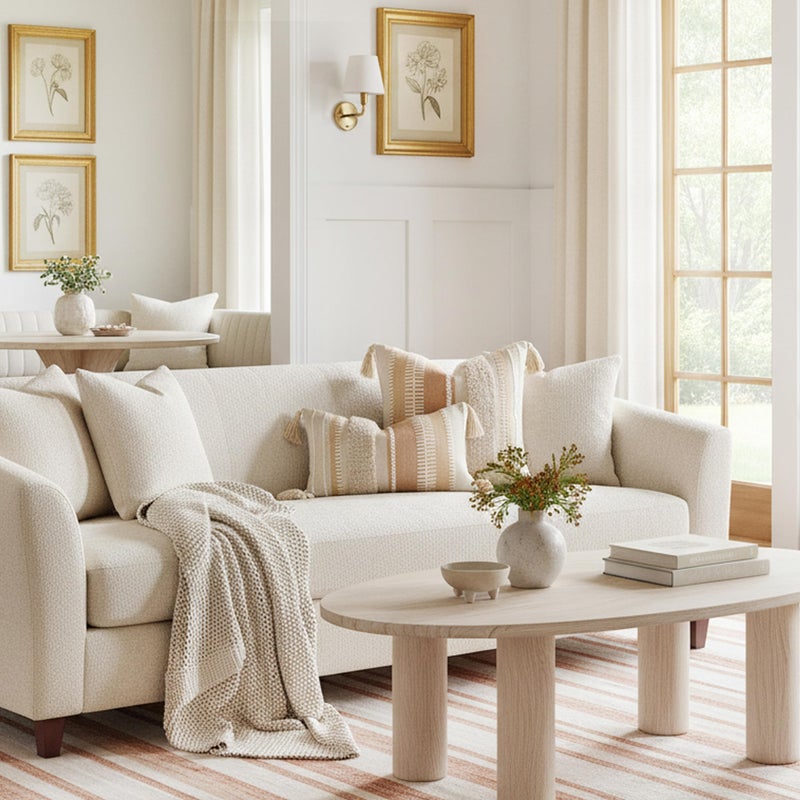 BlissBlush 12x20 Lumbar Pillow Cover, Neutral Cream Boho Accent Pillowcase with Tufted Texture and Tassels, Rectangular Decorative Cushion for Sofa Couch Living Room (Cover Only) - Image 3