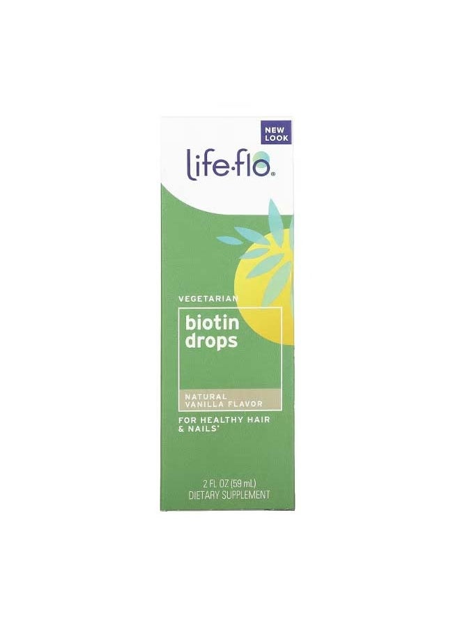 Life-flo Biotin Drops Natural Vanilla  2 fl oz 59 ml  - Image 1