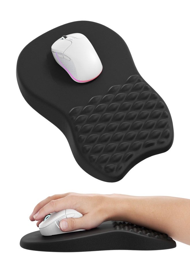 MROCO Ergonomic Mouse Pad with Wrist Support, Wrist Rest Mousepads for Carpal Tunnel Pain Relief, Memory Foam Pad with Massage Bulge and Non-Slip Base for Office, Home, Black - Image 1