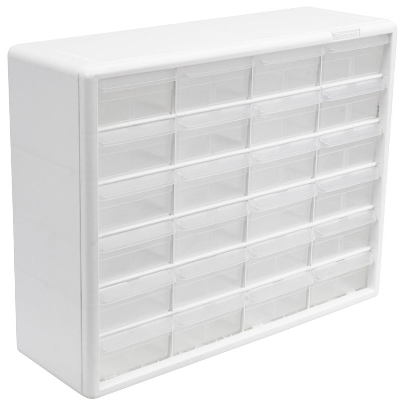 Akro-Mils 24-Drawer Plastic Drawer Storage Cabinet for Garage Organization, Bead Organizer, Building Bricks Storage, Teacher Toolbox, Makeup Organizer, 20" W x 6" D x 16" H, 10124 White - Image 1
