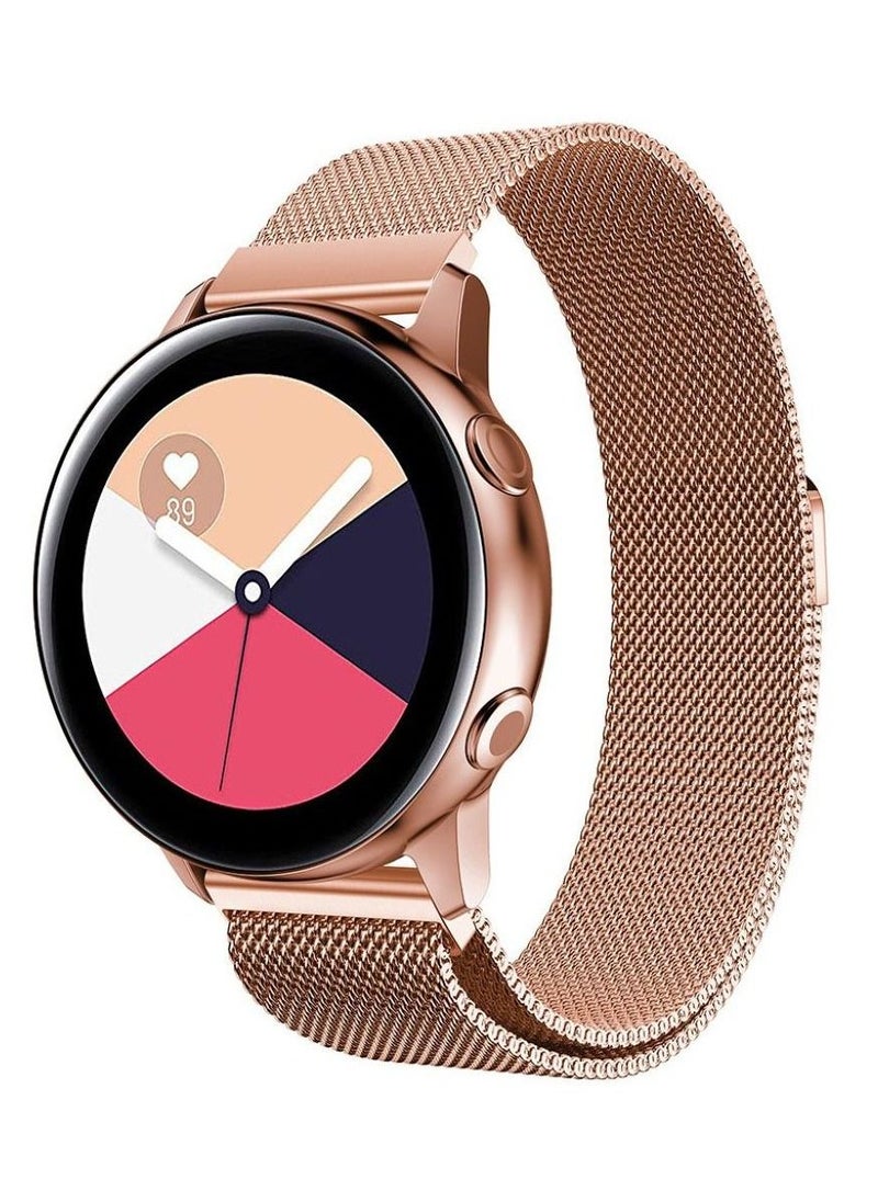 CATANES - Samsung Galaxy Watch Active / Active 2 / Galaxy Watch 4 / Watch 4 Classic Milanese Stainless Steel Band 20mm Replacement Strap Rose Gold - Image 1