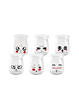 Glass Bottles 6pcs 100ml Glass Jars for Pudding Milk Yogurt Making Mini Dessert Cup with Plastic Lids Pudding Glass Bottle with Cute Emotion Design - pzsku/Z267FC5539F652DD2A7EEZ/45/_/1674725969/1d689cf0-0aff-4ec2-925c-a92ef7cafbc1