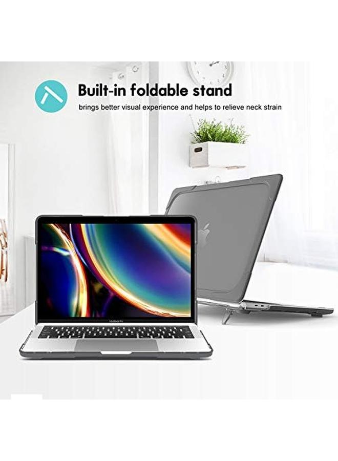 Procases Macbook Pro 13 Inch Case 2022 2020 M1 A2338 A2289 A2251 Heavy Duty Slim Hard Shell Dual Layer Protective Cover With Fold Kickstand For Macbook Pro New 13 Inch Retina With Touch Id Grey - Image 4