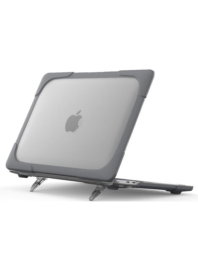 Procases Macbook Pro 13 Inch Case 2022 2020 M1 A2338 A2289 A2251 Heavy Duty Slim Hard Shell Dual Layer Protective Cover With Fold Kickstand For Macbook Pro New 13 Inch Retina With Touch Id Grey - Image 1