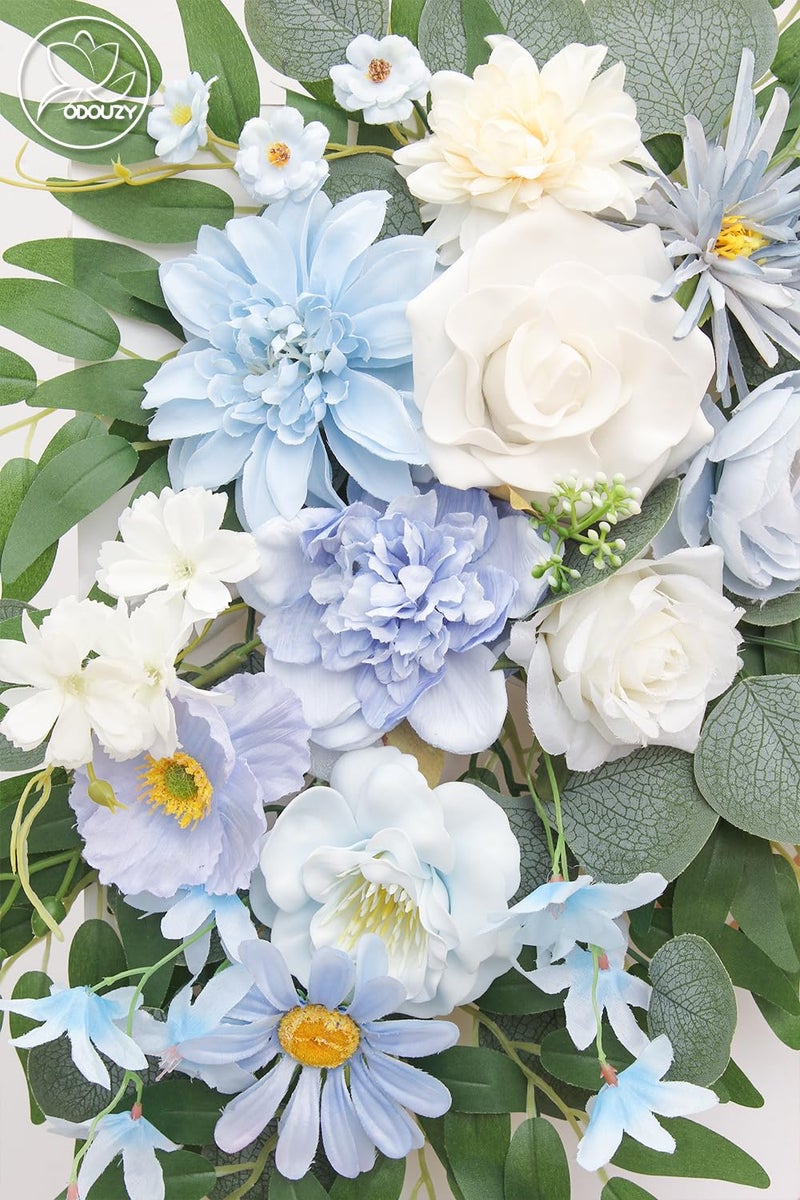 Odouzy Pack of 2 Wedding Arch Decorations Artificial Hanging Flowers Floral Swag for Wedding Welcome Sign Backdrop Balloon Arch Home Party Bridal Ceremony Reusable(Blue) - Image 5