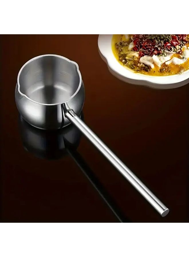 Premium Stainless Steel Mini Pot with Long Handle 1pc for Heating and Pouring Oil Milk Home Outdoor Use - Image 1