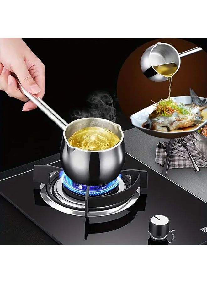 Premium Stainless Steel Mini Pot with Long Handle 1pc for Heating and Pouring Oil Milk Home Outdoor Use - Image 4