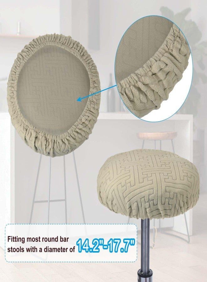 PATIKIL Stool Covers Round, Elastic Bar Stool Covers Washable Stool Cushion Slipcover Stretchy Bar Chair Seat Cover for 14-18 Inch Chair, Brown - Image 3