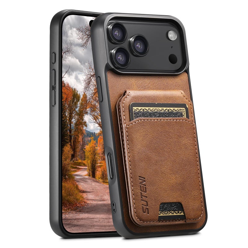 Suteni For Iphone 17 Pro H02 Leather Wallet Stand Back Phone Case(Brown) - Image 1