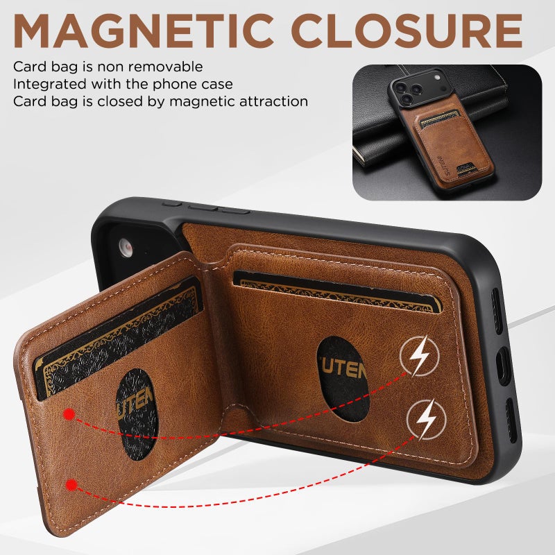 Suteni For Iphone 17 Pro H02 Leather Wallet Stand Back Phone Case(Brown) - Image 4