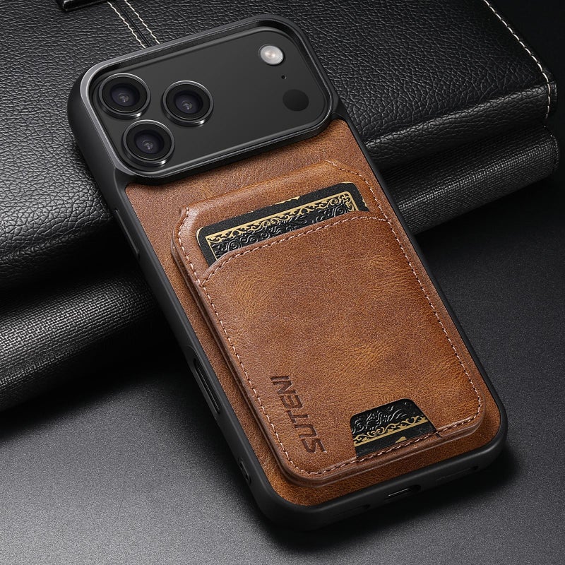 Suteni For Iphone 17 Pro H02 Leather Wallet Stand Back Phone Case(Brown) - Image 2