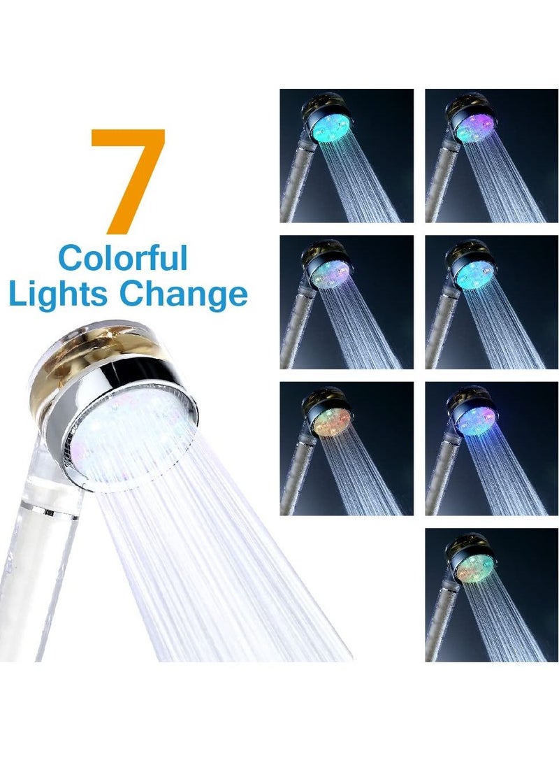 LED Shower Head With Filter, High Pressure Rain Jet, Skin Care handheld head, 7 Color Changing Lights - Image 5