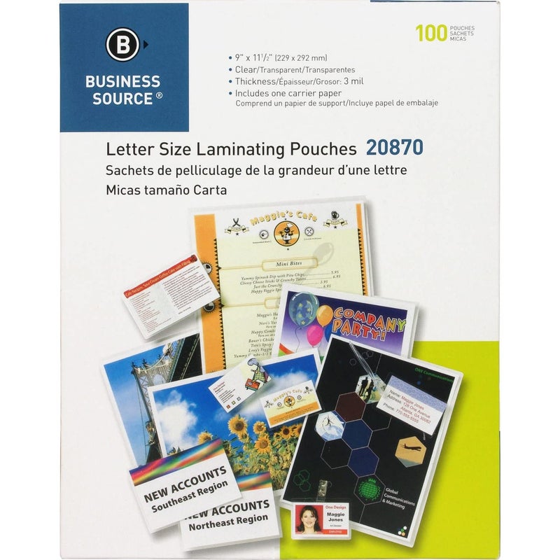 Business Source 3 ml Letter Size Laminating Pouches (20870) - Image 1
