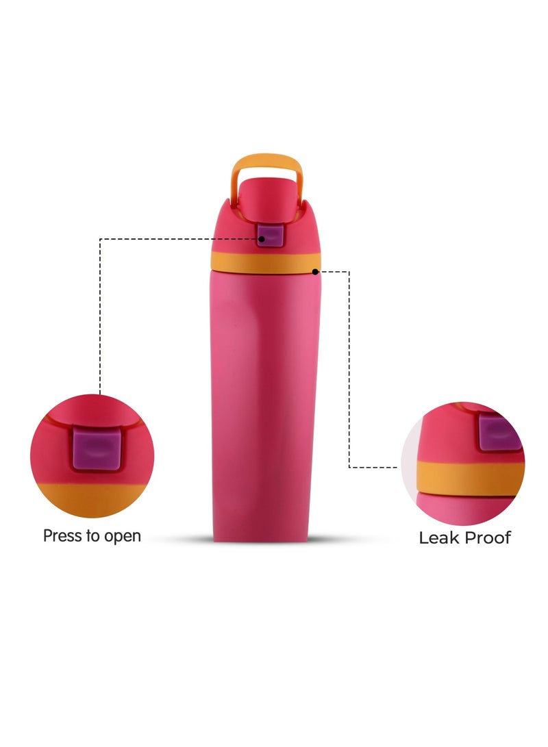 CRAVISTA 24oz Stainless Steel Water Bottle – Double Wall Vacuum Insulated Flask with Spout & Straw, BPA-Free, Leak-Proof Sports Water Bottle for Hot & Cold Drinks (Pink) - Image 4