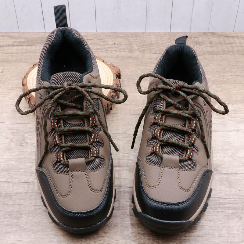 DELELE 2 Pair Round Wave Shape Non Slip Heavy Duty and Durable Outdoor Climbing Shoelaces Dark Green&Coffee Hiking Shoe Laces Shoestrings-47 inch - Image 2
