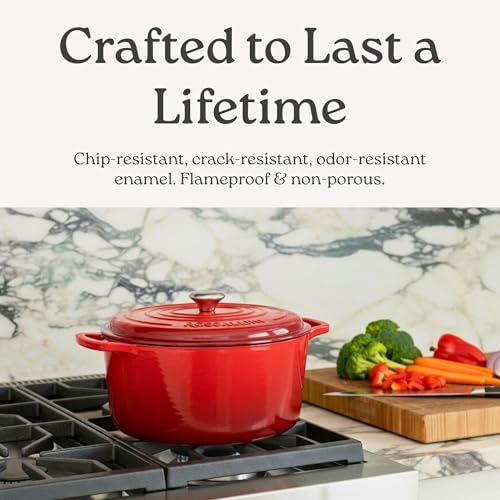 ROSSALLINI Signature Enameled Cast Iron Oval Dutch Oven | Non-Stick Serving Pot with Tight Fitting Lid for Perfect Roasting, Baking, Sauteing, and Bread Making | 15.5Q [Oyster Grey] - Image 5