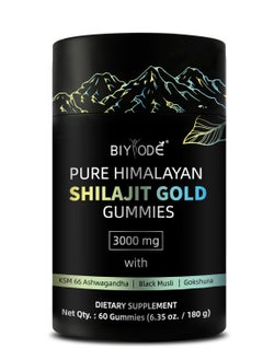 BIYODE Pure Himalayan Shilajit Supplement For Men & Women - High In Trace Minerals & Ashwagandha - Energy, Brain, Immunity Dietary Supplement 60 Gummies  - Image 1
