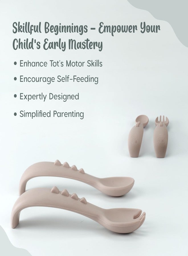 StarKiddo® Soft Silicone Spoon and Fork Set | Silicone Baby Cutlery| Baby Feeding Spoon and Fork| Training Feeding for Kids and Toddlers| BPA Free| Food Grade| Dishwasher Safe (Baby Pink) - Image 3
