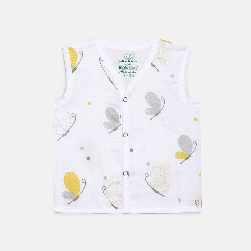 The Boo Boo Club Muslin Jhabla For Baby Extra Soft Organic Cotton Printed (Set Of 4). Gots Certified | 0-3 Months| Kids Summer Wear Set, Multicolor - Image 4