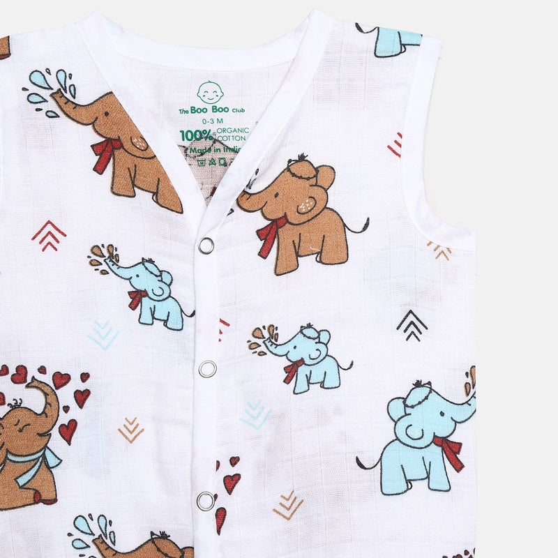 The Boo Boo Club Muslin Jhabla For Baby Extra Soft Organic Cotton Printed (Set Of 4). Gots Certified | 0-3 Months| Kids Summer Wear Set, Multicolor - Image 3