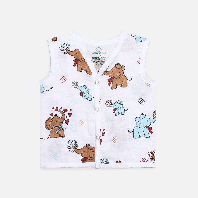 The Boo Boo Club Muslin Jhabla For Baby Extra Soft Organic Cotton Printed (Set Of 4). Gots Certified | 0-3 Months| Kids Summer Wear Set, Multicolor - Image 2