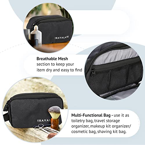 TRAVALATE Polyester Water-Resistant Toiletry Bag Shaving Kit for Men and Women | Multipurpose Cosmetic Pouch, Medicine Bag, Travel Organizer Kit Bag - Black - Image 3