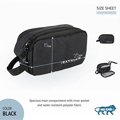 TRAVALATE Polyester Water-Resistant Toiletry Bag Shaving Kit for Men and Women | Multipurpose Cosmetic Pouch, Medicine Bag, Travel Organizer Kit Bag - Black - Image 4
