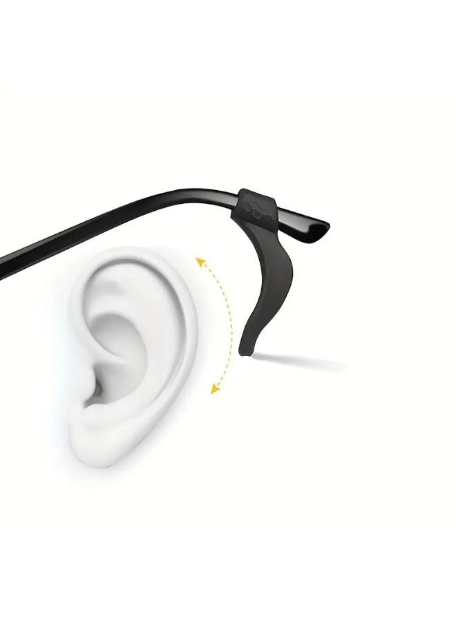 QUALITY 10 Pcs Soft Silicone Eyeglass Retainers | Anti-Slip Ear Hooks for Sports, Kids & Work | Secure Temple Tip Grips Black - Image 4